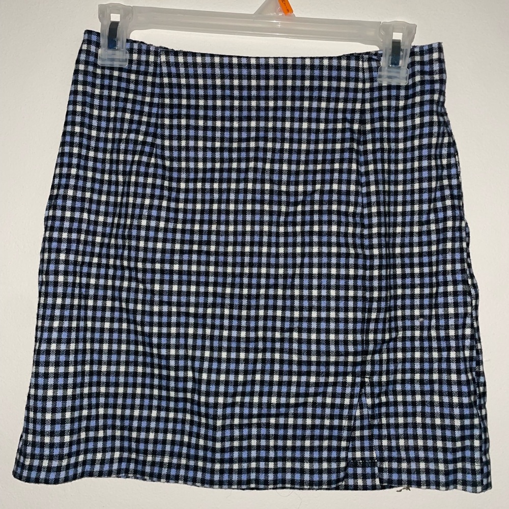 Plaid Checkered Skirt - Blue and Black